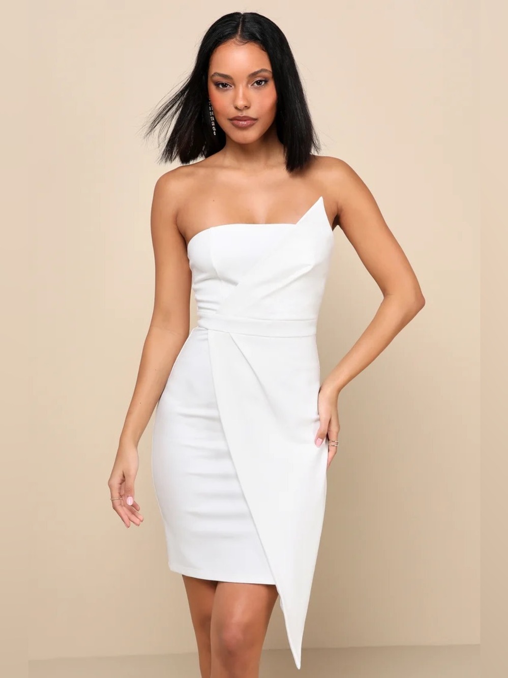 Lulus Queen of the City White Strapless Bodycon Dress Sz M NWOT Cocktail Bridal
